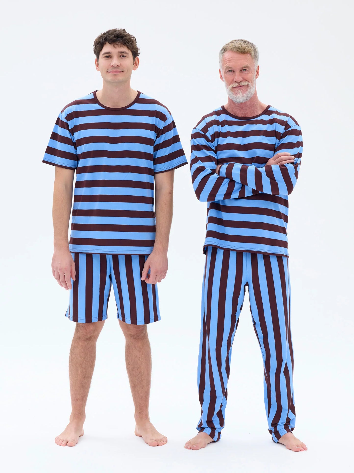 Miesten shortsipyjama Raita, Sininen/Viininpunainen