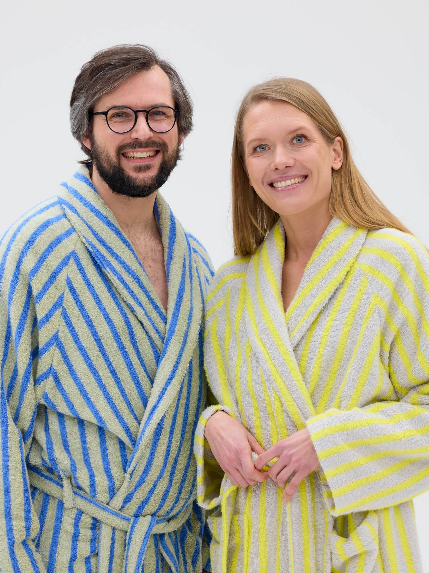 Unisex Kylpytakki Raita, Keltainen/Harmaa