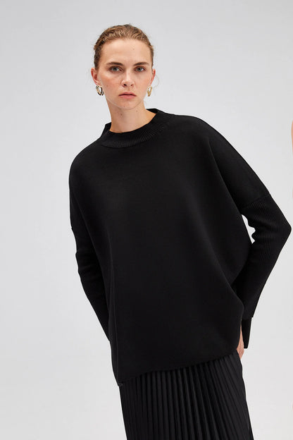 DROP SHOULDER neuletunika - musta