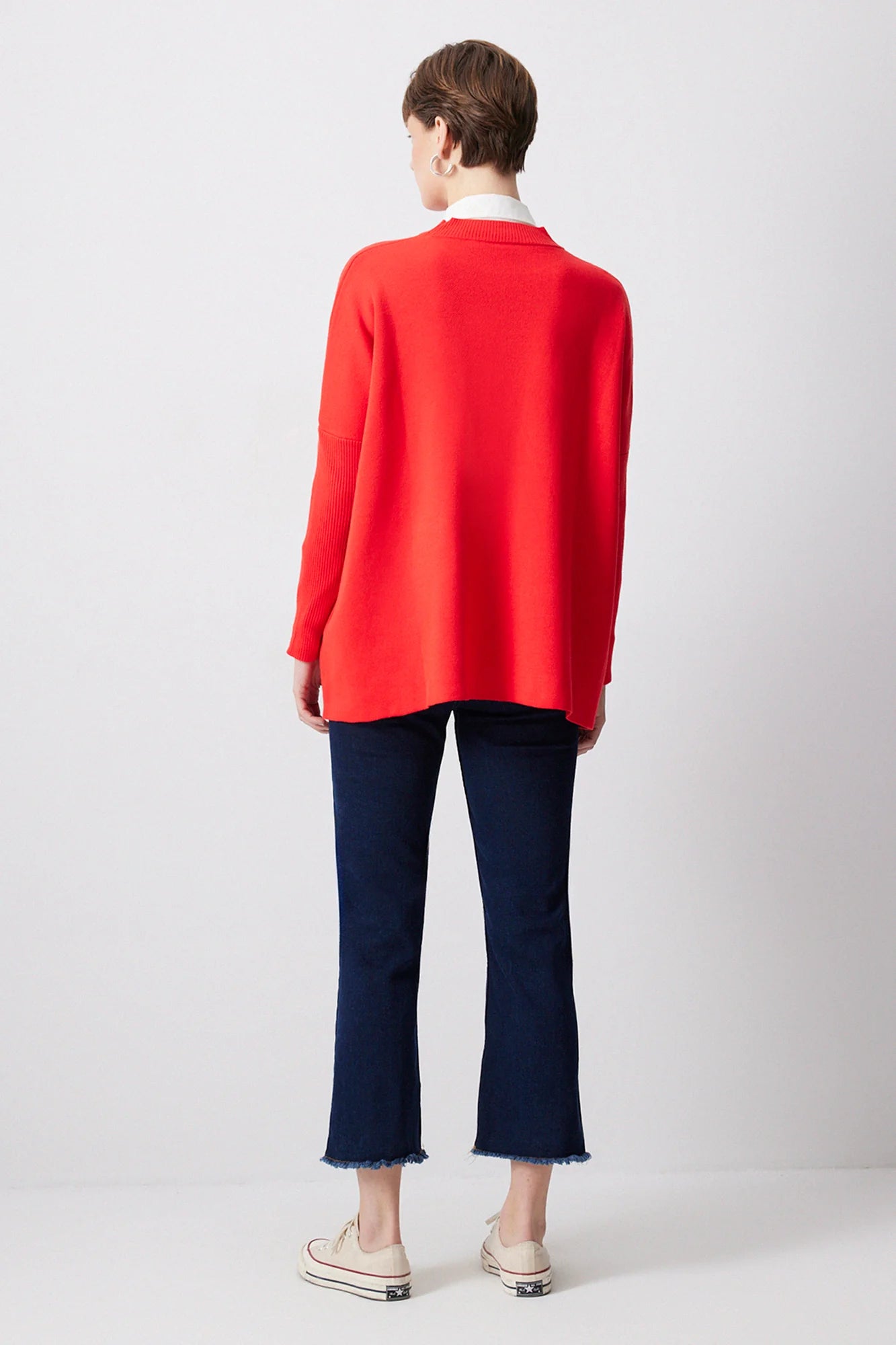 DROP SHOULDER neuletunika - punainen