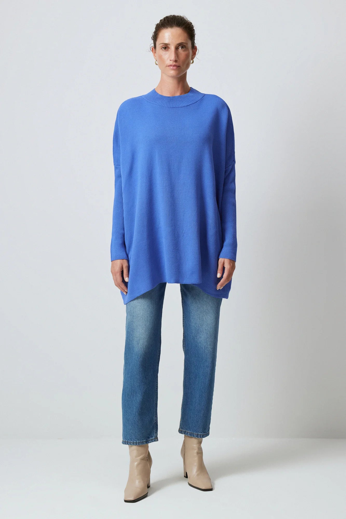 DROP SHOULDER neuletunika - sininen
