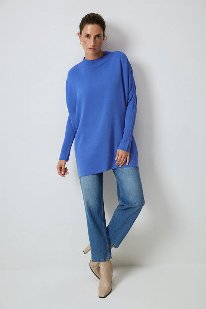 DROP SHOULDER neuletunika - sininen