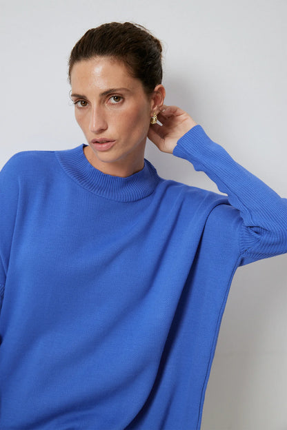 DROP SHOULDER neuletunika - sininen