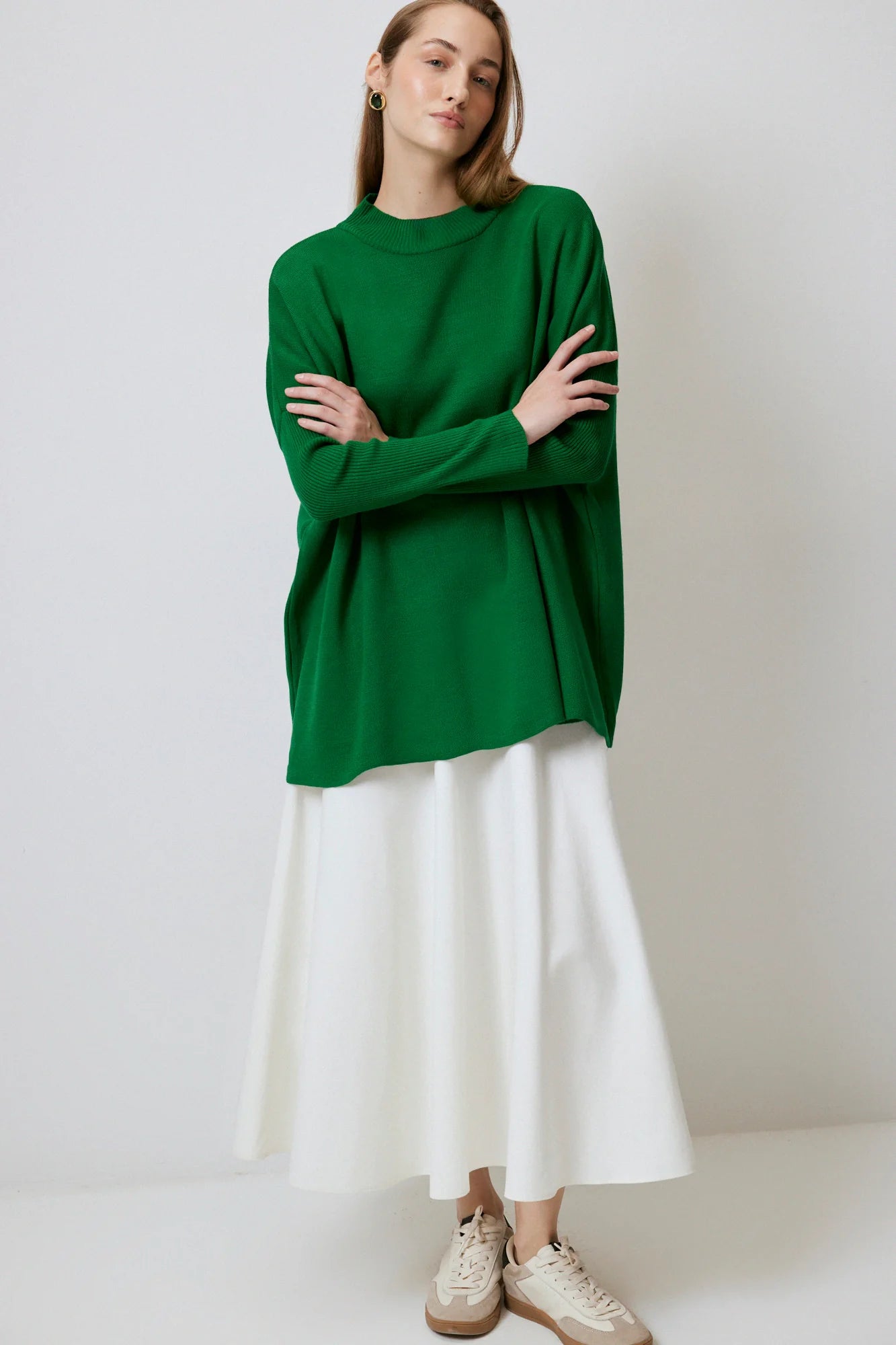 DROP SHOULDER neuletunika - vihreä