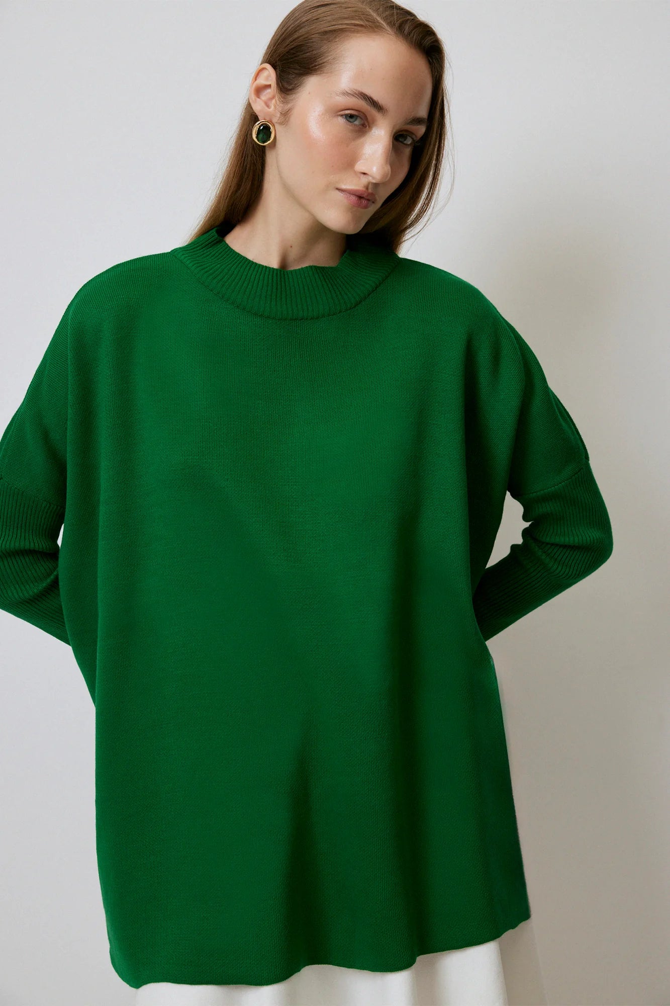 DROP SHOULDER neuletunika - vihreä
