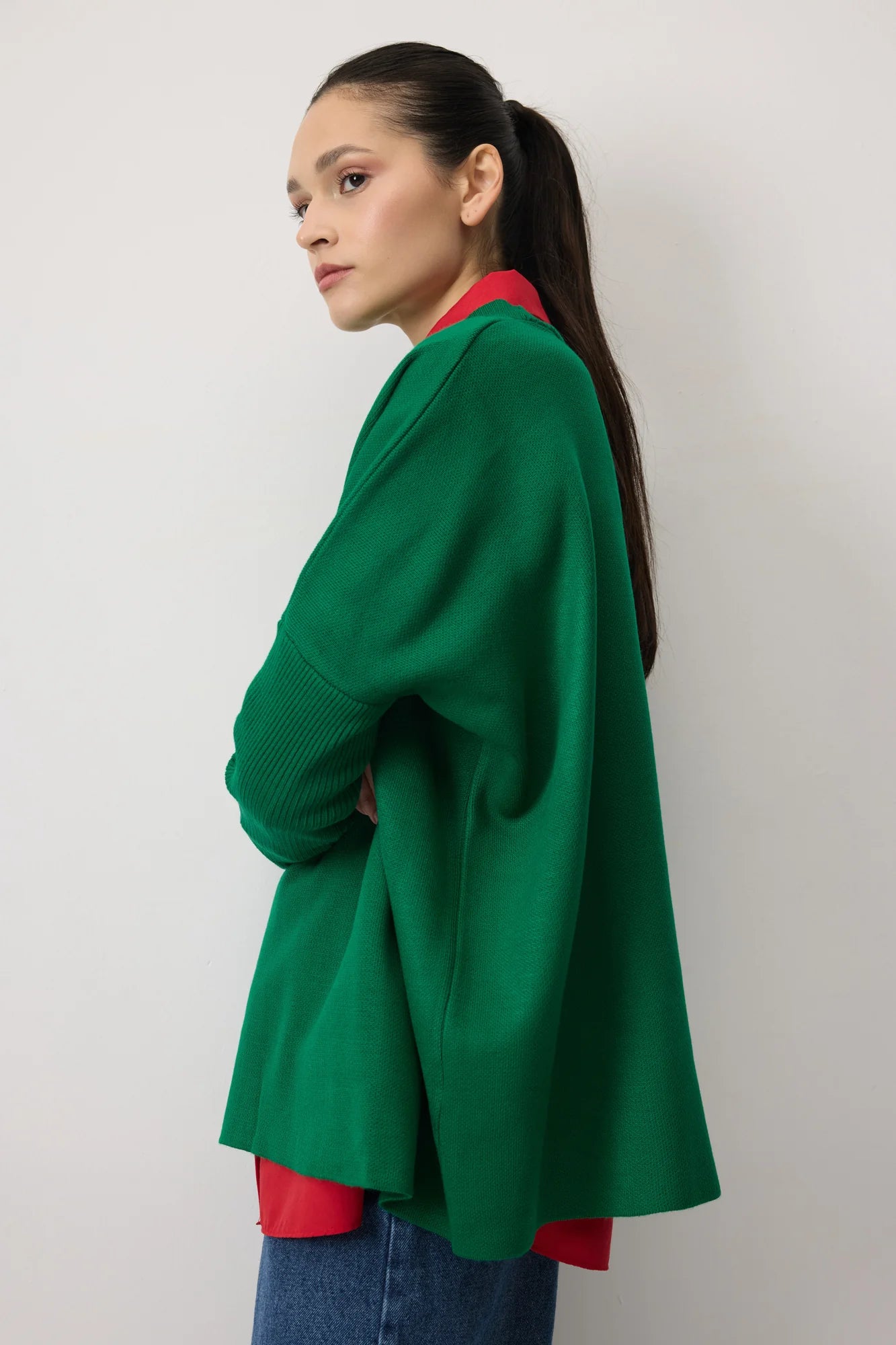 DROP SHOULDER neuletunika - vihreä