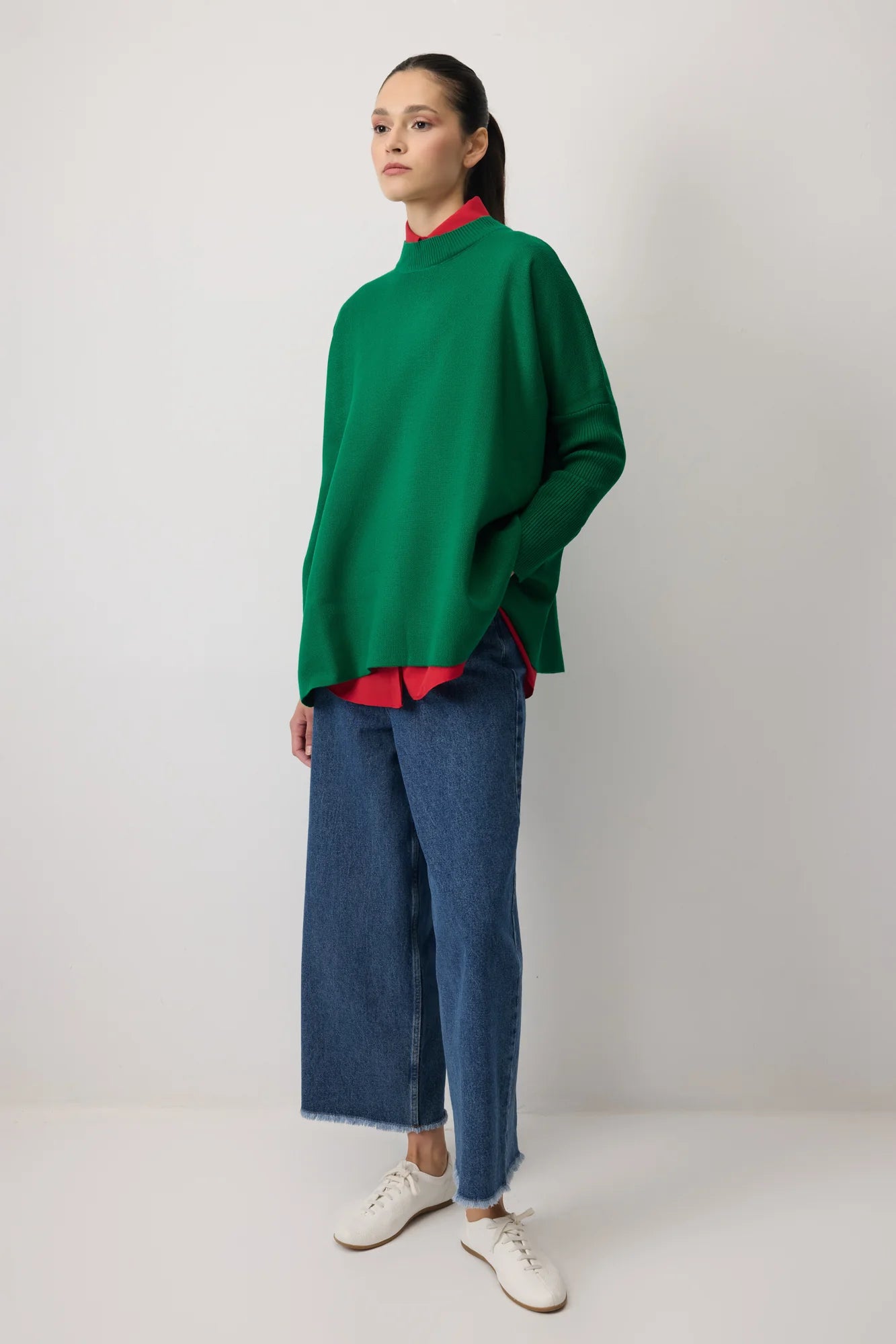 DROP SHOULDER neuletunika - vihreä