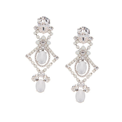 White Waterfall Earrings Big - klipsikorvakorut