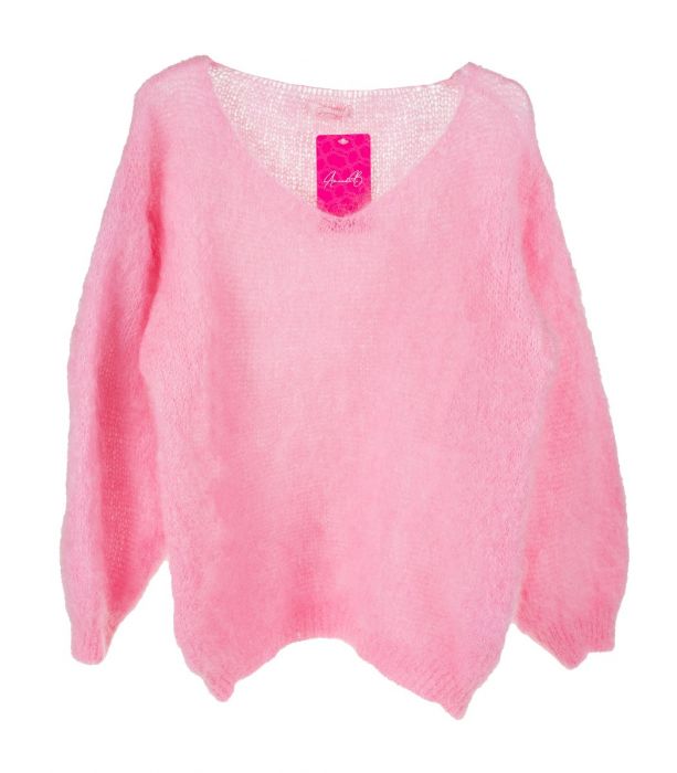 Mohairneule vaaleanpunainen