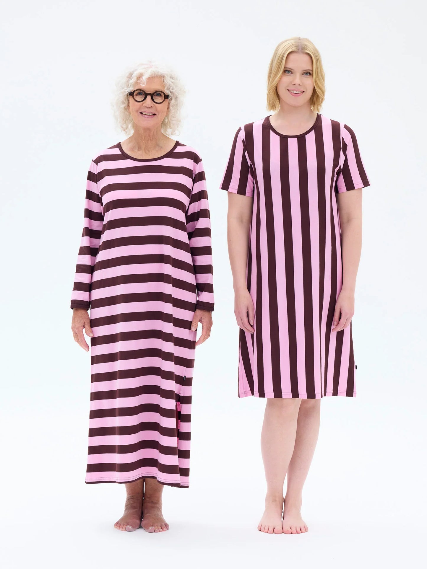 Felia Yöpaita Raita, Pinkki/Viininpunainen