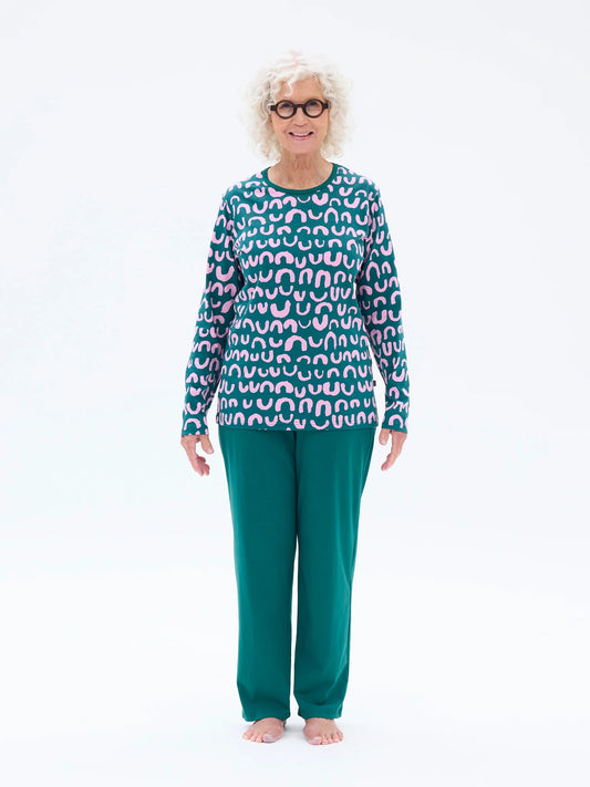 Sofia Pyjama Nurinkurin, Pinkki/Vihreä