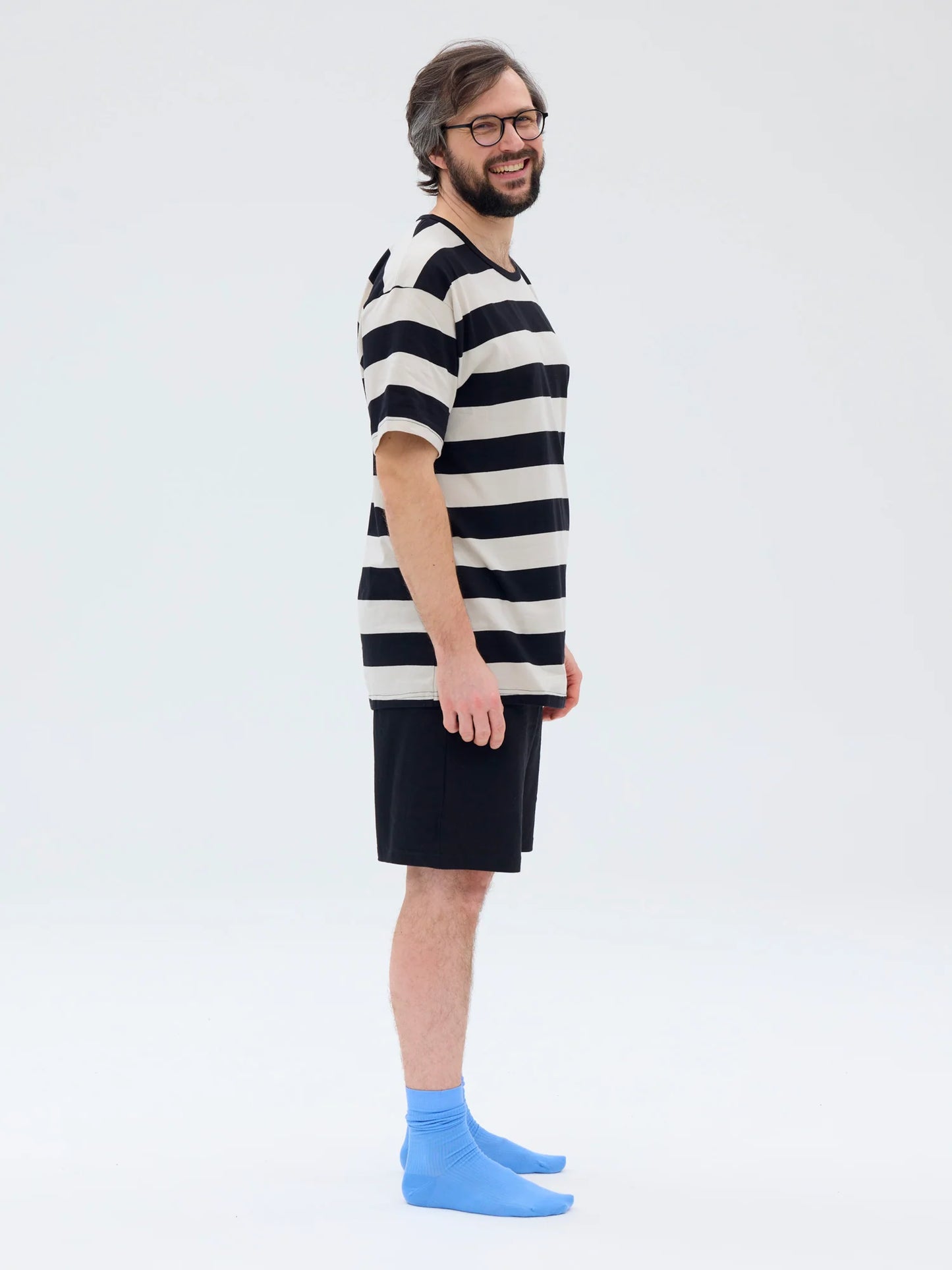 Shortsipyjama Raita, Musta/Hiekka