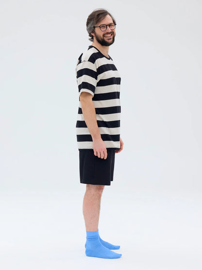 Shortsipyjama Raita, Musta/Hiekka