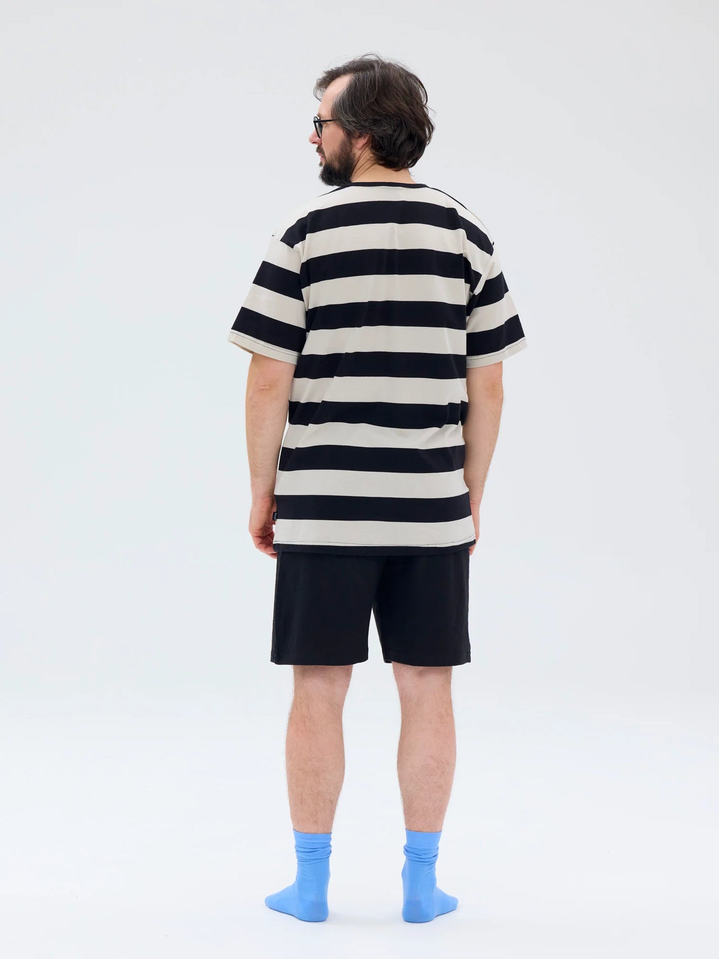 Shortsipyjama Raita, Musta/Hiekka