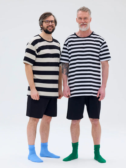 Shortsipyjama Raita, Musta/Hiekka