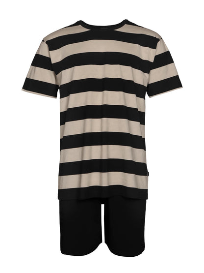 Shortsipyjama Raita, Musta/Hiekka