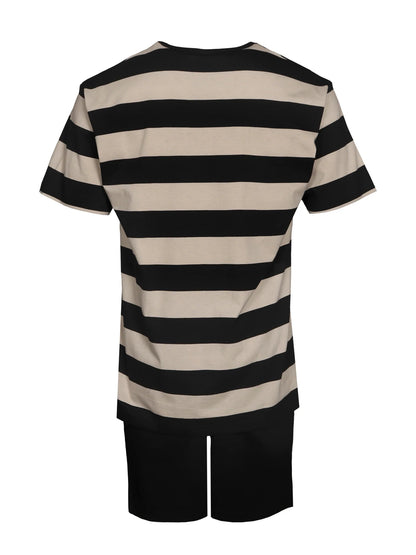 Shortsipyjama Raita, Musta/Hiekka