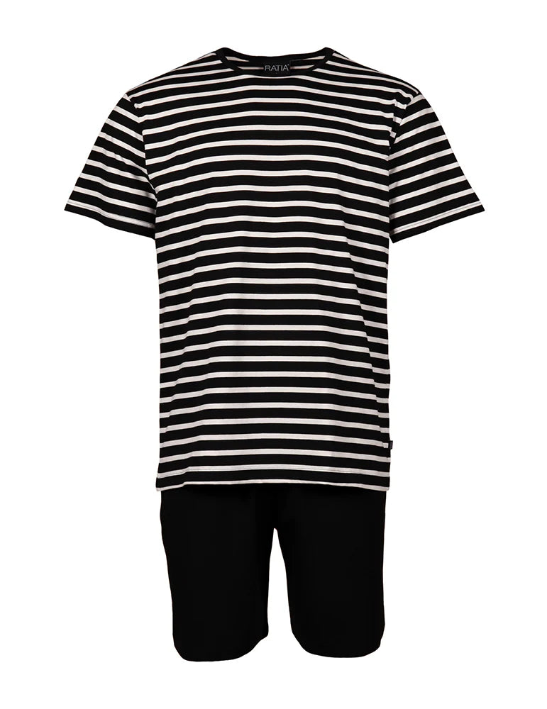 Shortsipyjama Klassikkoraita, Musta/Valkoinen