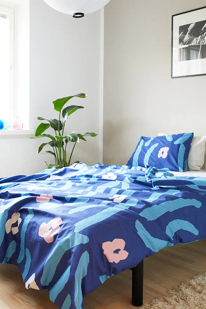 Pussilakanasetti 150 x 210 cm ja 50 x 60 cm Niitty, Sininen