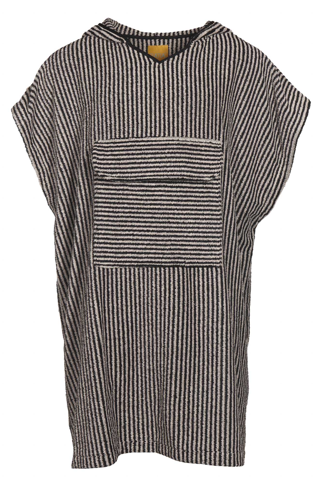 Unisex Poncho Raita, Musta/Hiekka