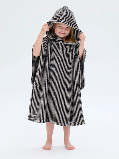 Lasten Poncho Raita, Musta/Hiekka