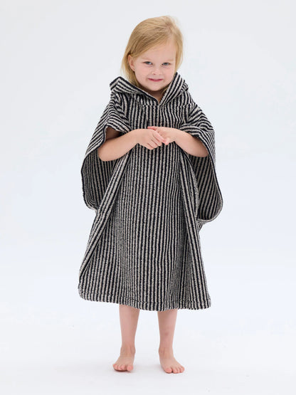 Lasten Poncho Raita, Musta/Hiekka