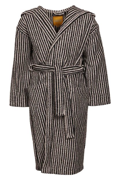 Lasten Froteekylpytakki Raita, Musta/Hiekka