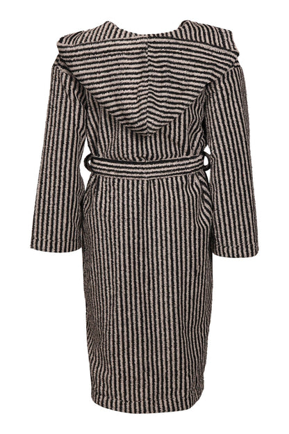 Unisex Kylpytakki Raita, Musta/Hiekka