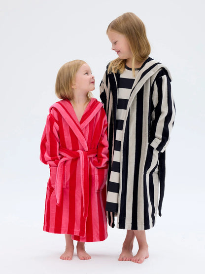 Lasten Velourkylpytakki Raita, Punainen/Pinkki