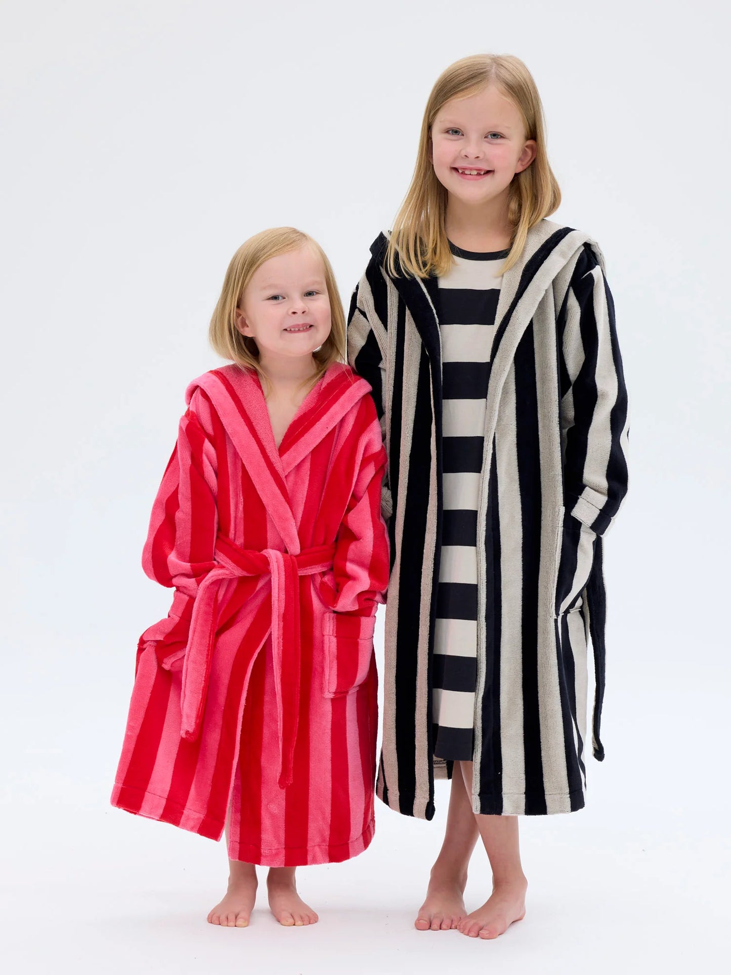 Lasten Velourkylpytakki Raita, Punainen/Pinkki