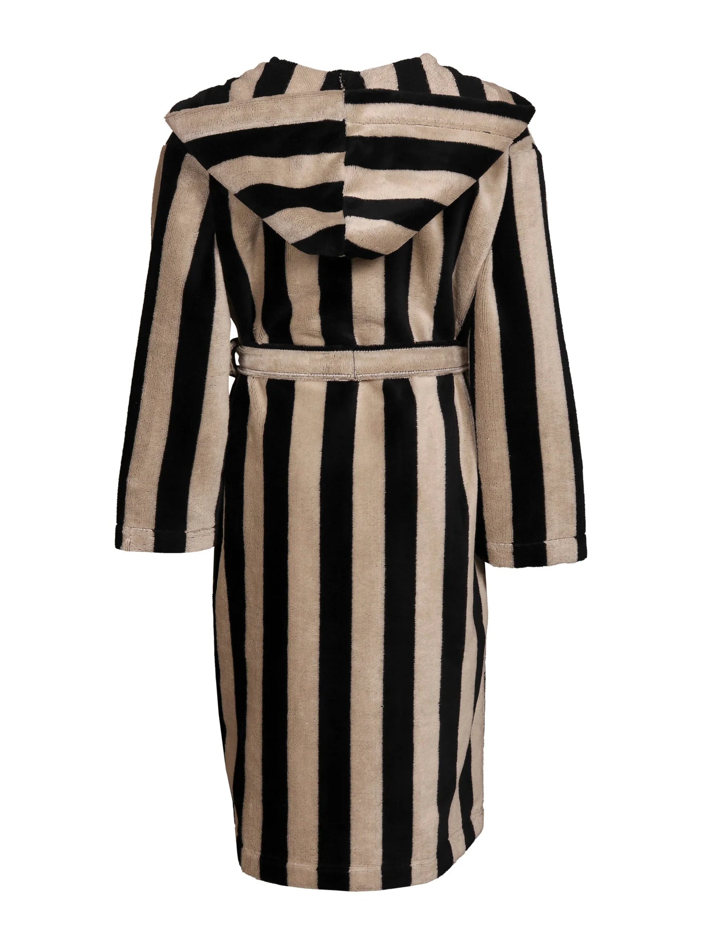 Lasten Velourkylpytakki Raita, Musta/Hiekka