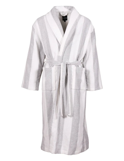 Unisex Kylpytakki Pippuriraita, Harmaa/Valkoinen