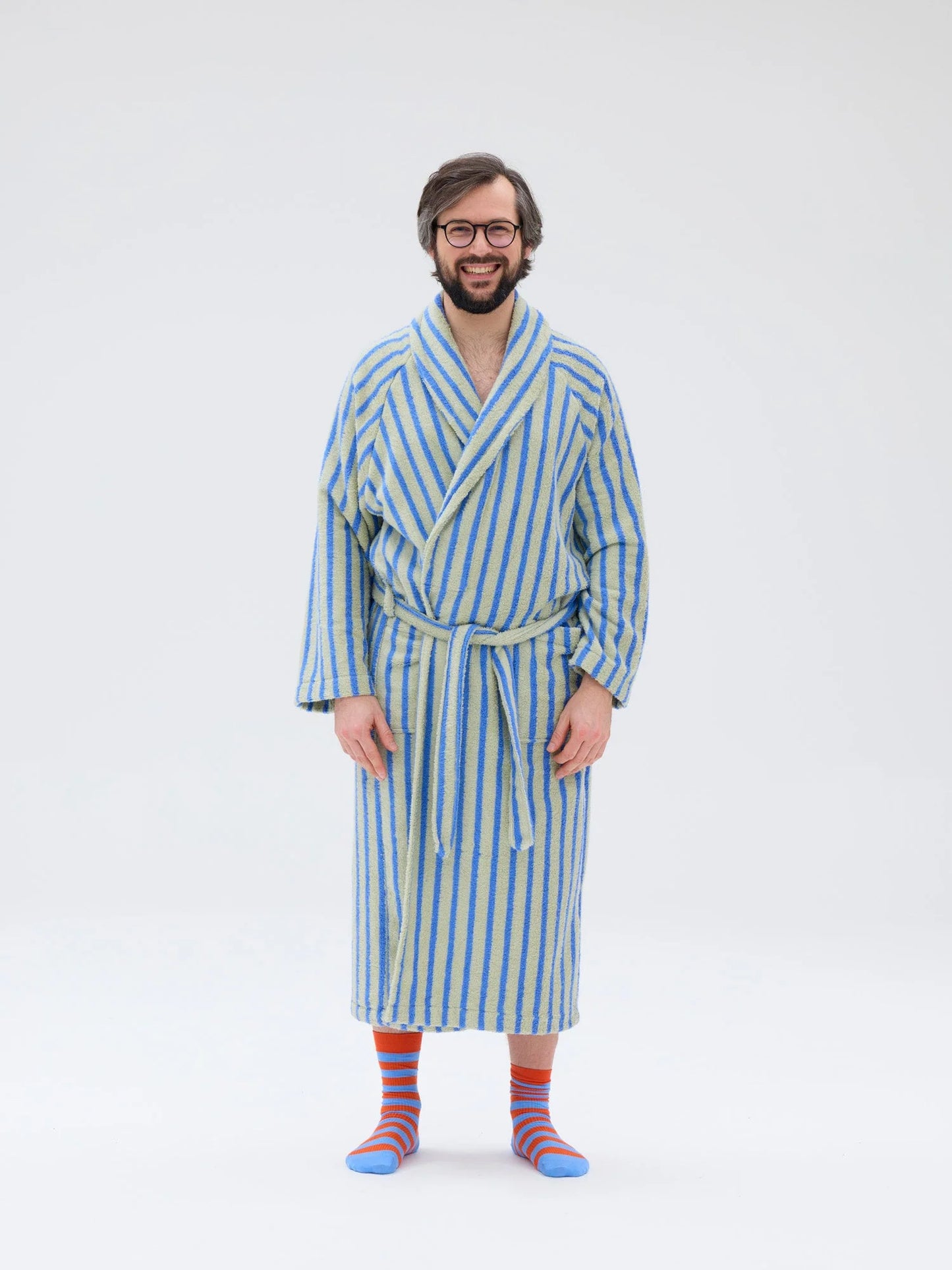 Unisex Kylpytakki Raita, Vihreä/Sininen