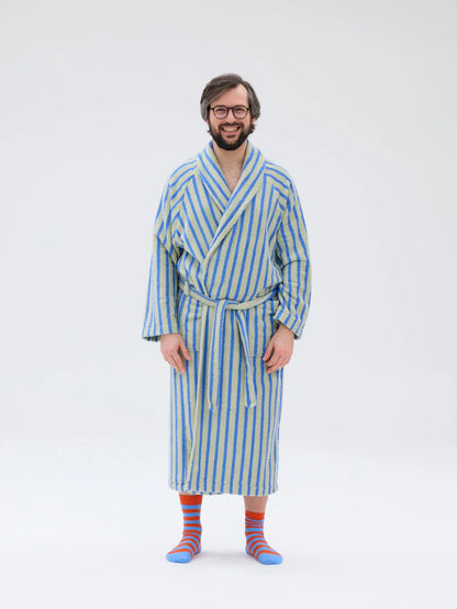 Unisex Kylpytakki Raita, Vihreä/Sininen