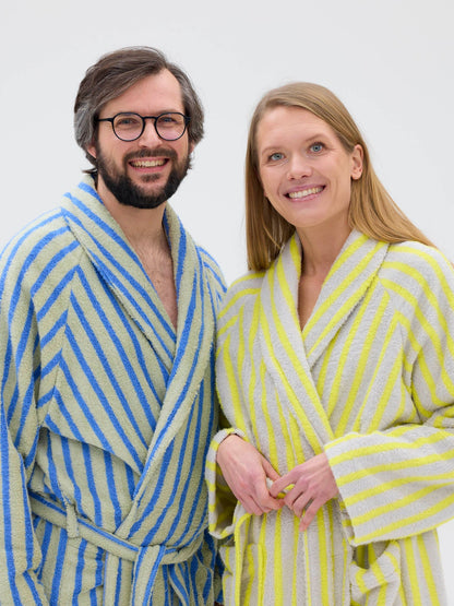 Unisex Kylpytakki Raita, Keltainen/Harmaa