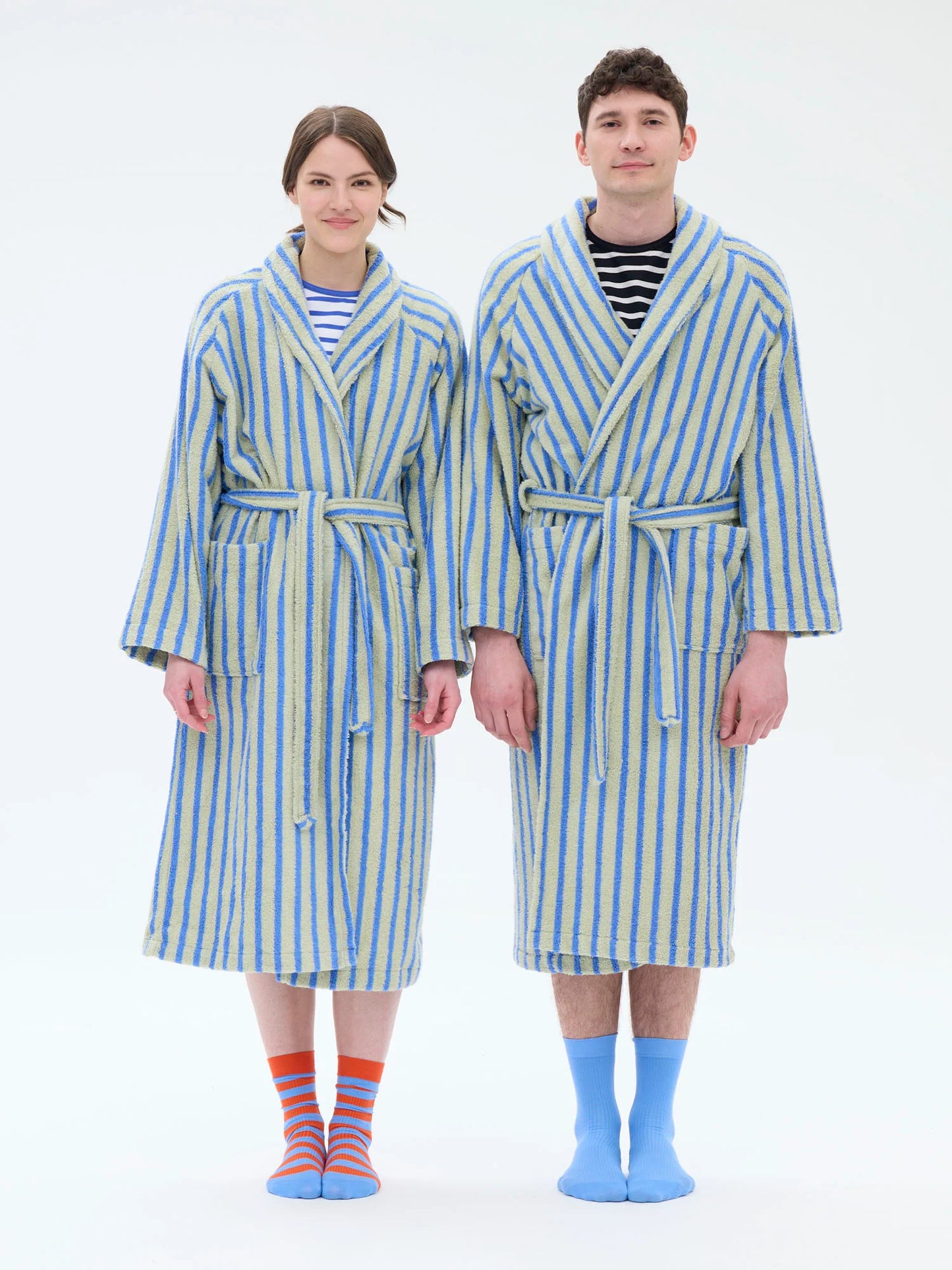 Unisex Kylpytakki Raita, Vihreä/Sininen