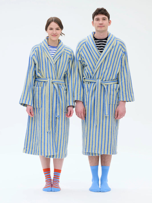 Unisex Kylpytakki Raita, Vihreä/Sininen