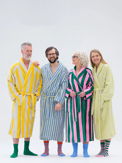 Unisex Kylpytakki Raita, Keltainen/Harmaa