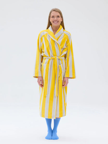Unisex Kylpytakki Raita, Keltainen/Harmaa