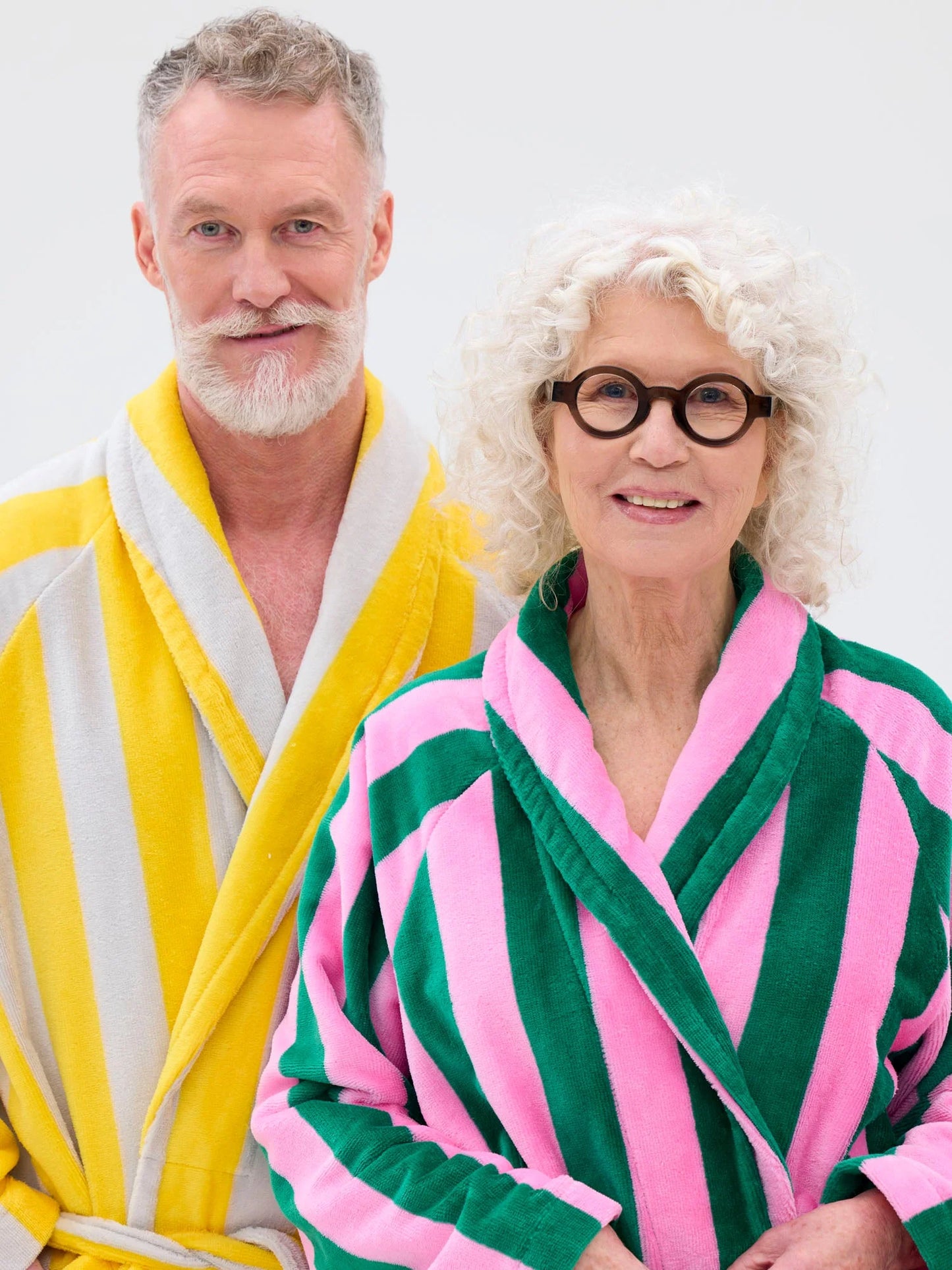 Unisex Kylpytakki Raita, Keltainen/Harmaa