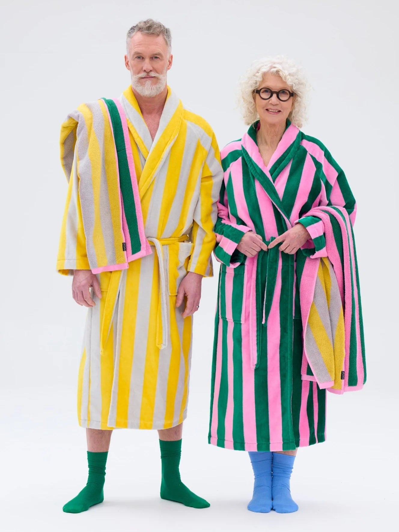 Unisex Kylpytakki Raita, Roosa/Vihreä