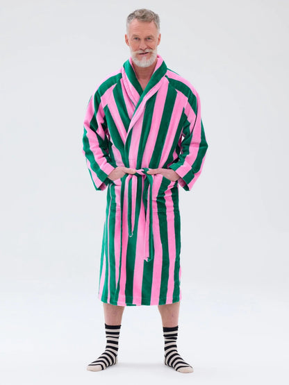 Unisex Kylpytakki Raita, Roosa/Vihreä