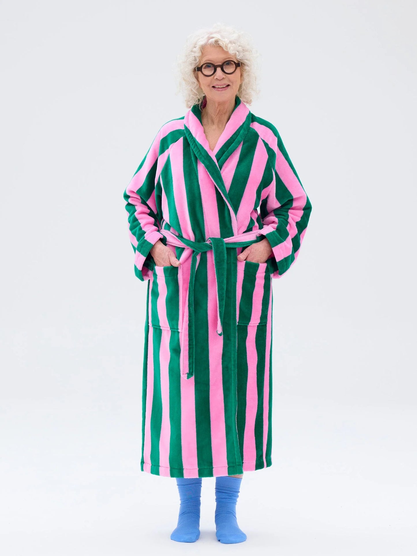 Unisex Kylpytakki Raita, Roosa/Vihreä