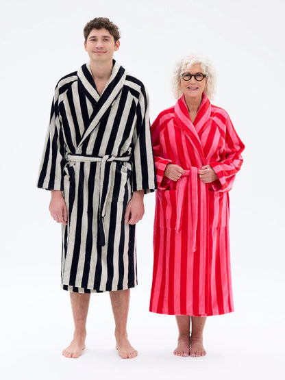 Unisex Kylpytakki Raita, Hiekka/Musta