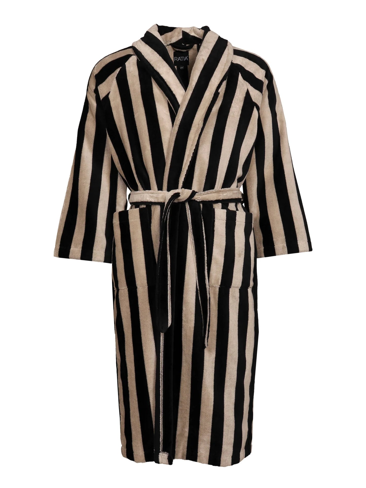 Unisex Kylpytakki Raita, Hiekka/Musta