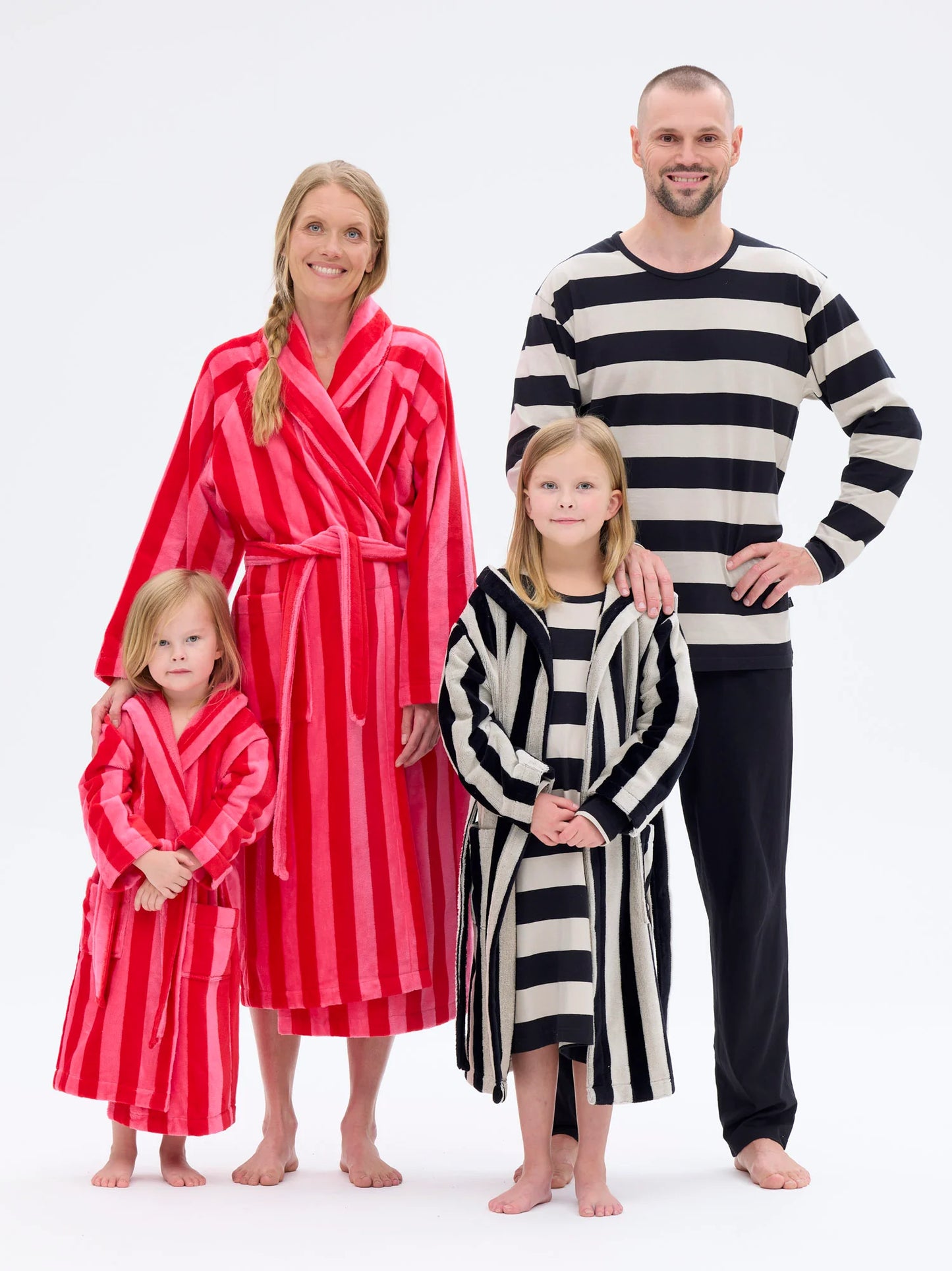 Unisex Kylpytakki Raita, Punainen/Pinkki