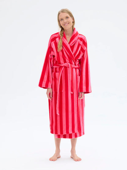 Unisex Kylpytakki Raita, Punainen/Pinkki