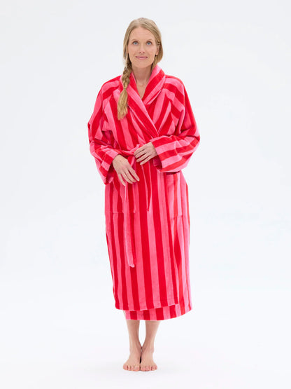 Unisex Kylpytakki Raita, Punainen/Pinkki