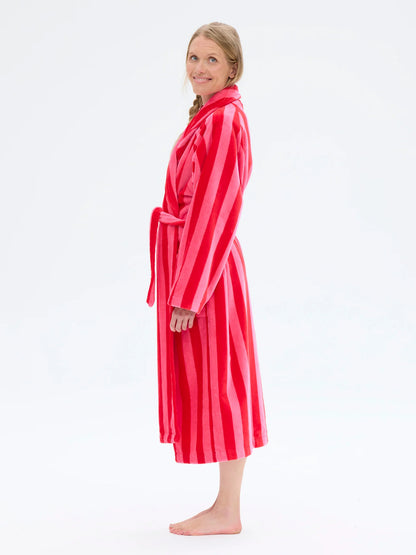 Unisex Kylpytakki Raita, Punainen/Pinkki