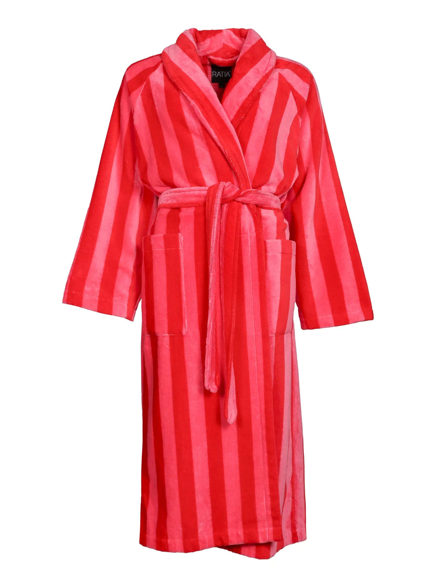 Unisex Kylpytakki Raita, Punainen/Pinkki